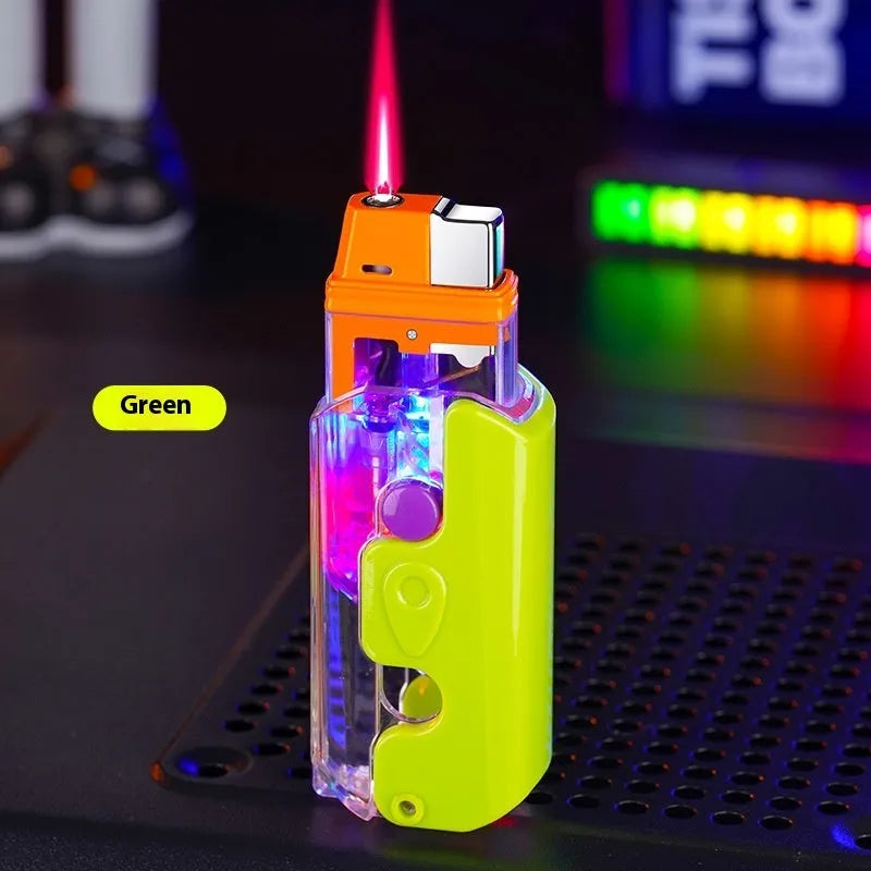 Plastic colourful luminous radish lighter in green, orange and purple colours with modern simple style