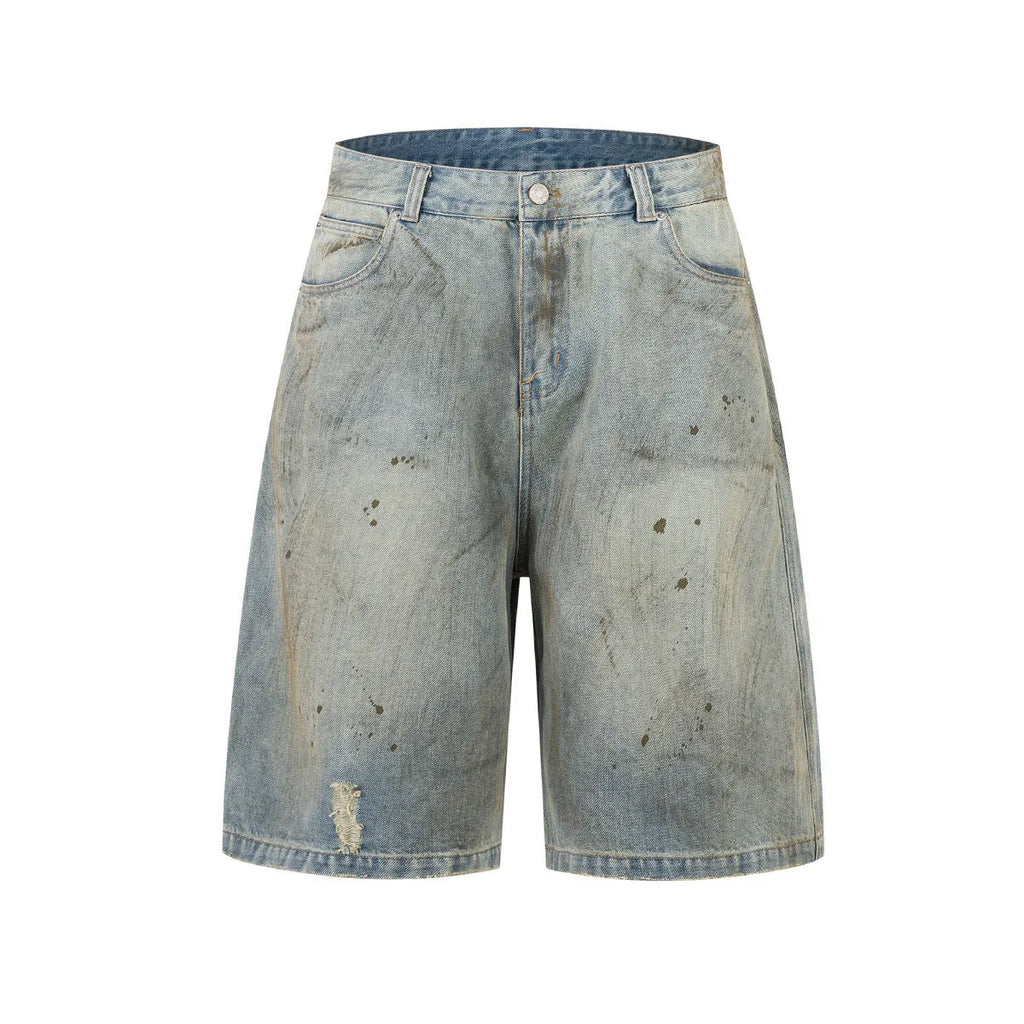 Blue washed cropped straight-leg women's denim jeans with zipper fly opening
