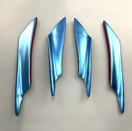 Set of four carbon fibre pattern ABS bumper blade spoilers for car modification