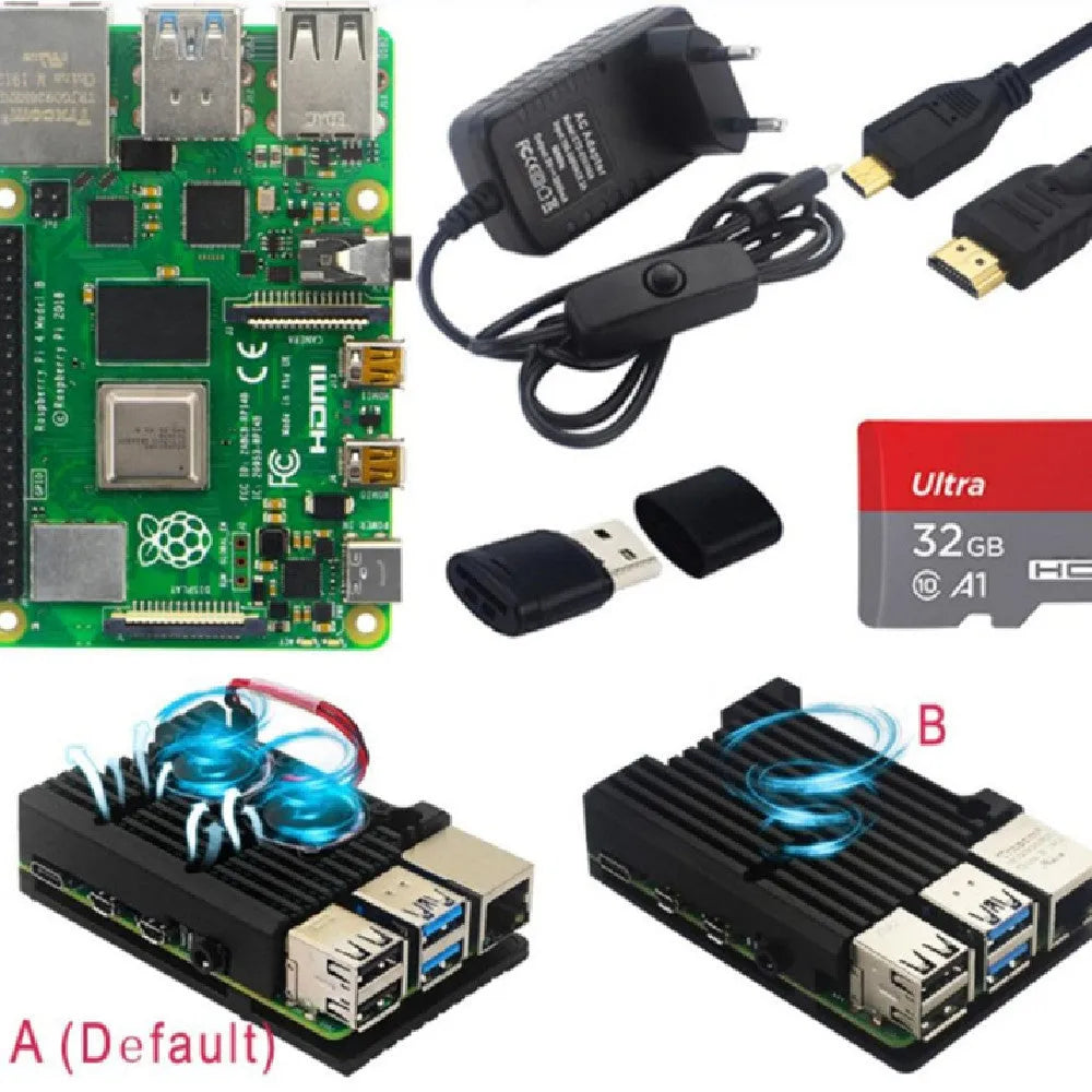 Raspberry Pi 4B development kit with 2G 4G 8G RAM options and EU power supply