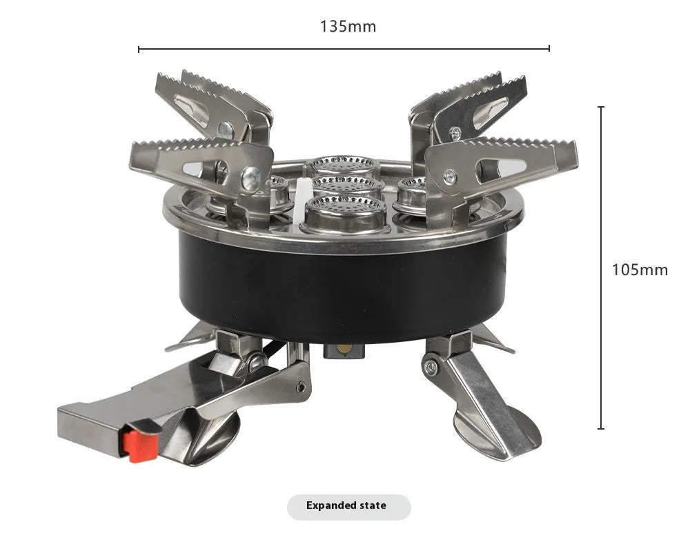 Silver stainless steel portable split stove with copper fittings and 100cm hose for outdoor cooking