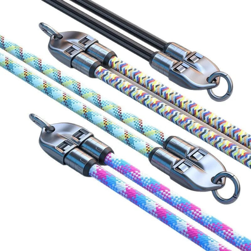 Black two-in-one lanyard data cable with Type-C plug and alloy connector