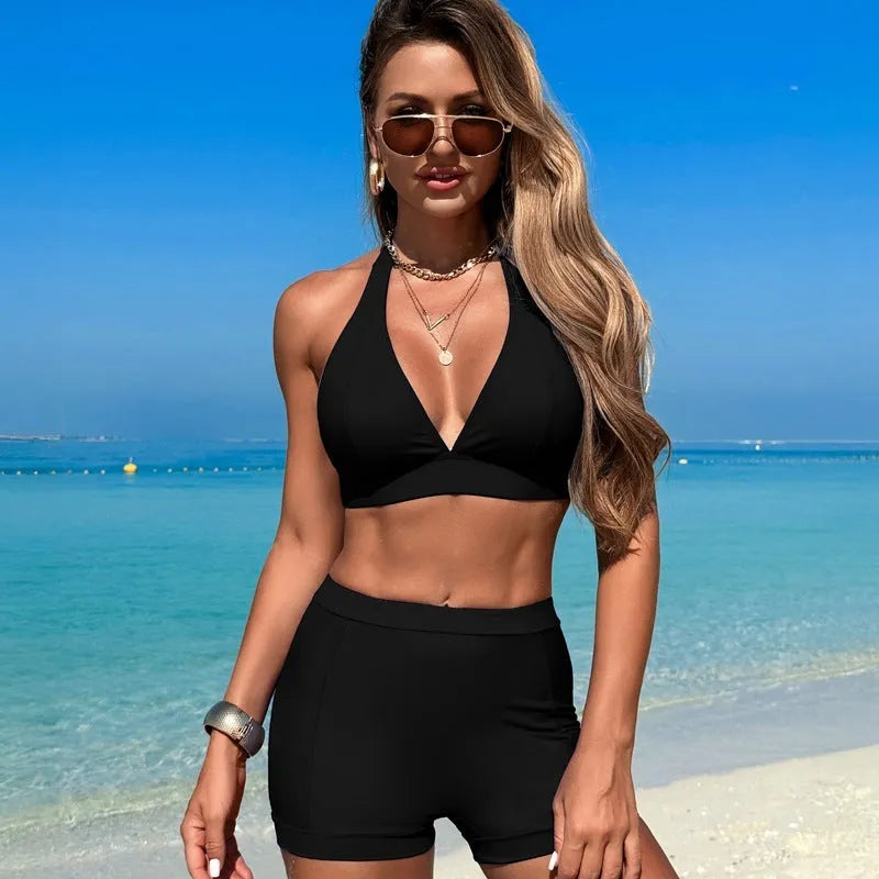 Women's sleeveless swimsuit bikini in nylon with polyester lining, shown in available colours.