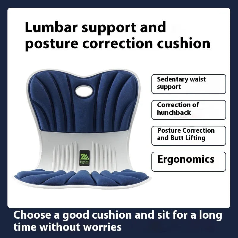 Ergonomic office seat cushion for waist support and posture correction in grey colour