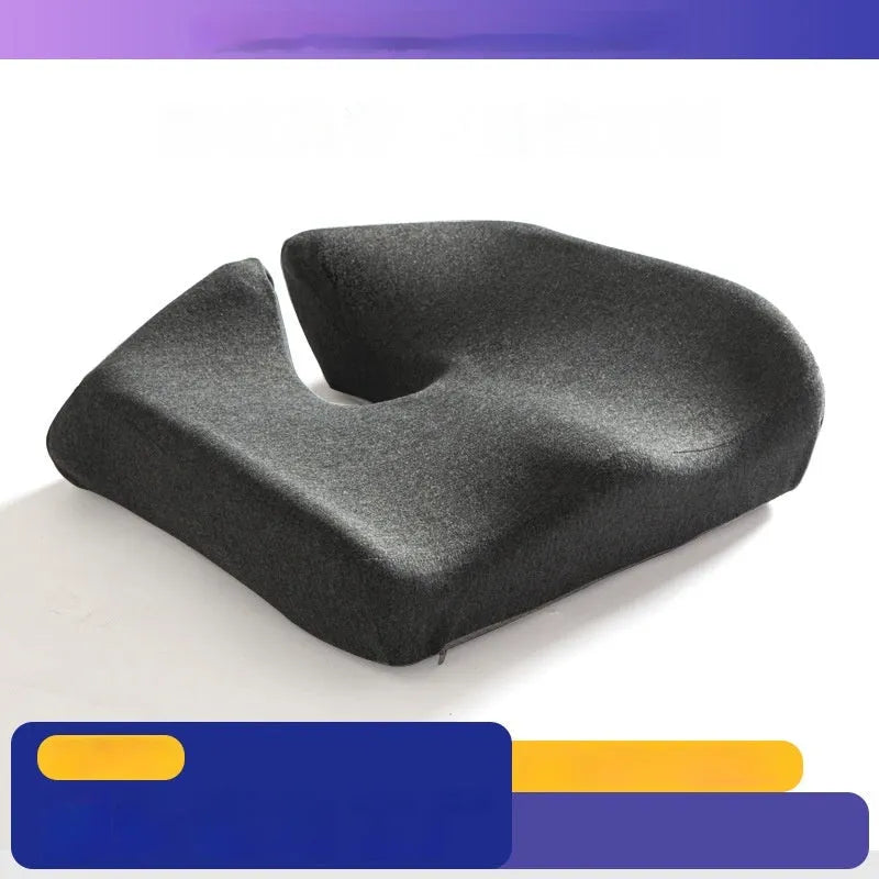 A solid-colour memory foam office chair cushion measuring 36x40x11 cm on a desk chair.