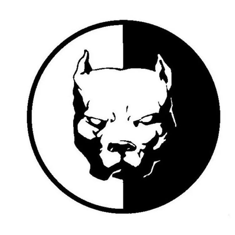 Superhero Dog R reflective car sticker with bulldog design in black, white, and red colours.