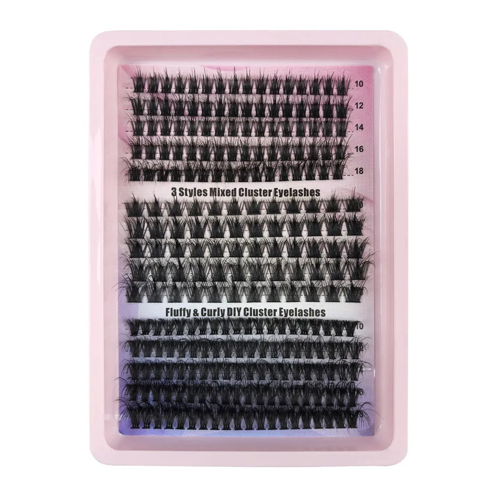 Large high imitation material case open to show mixed thickness false eyelashes inside