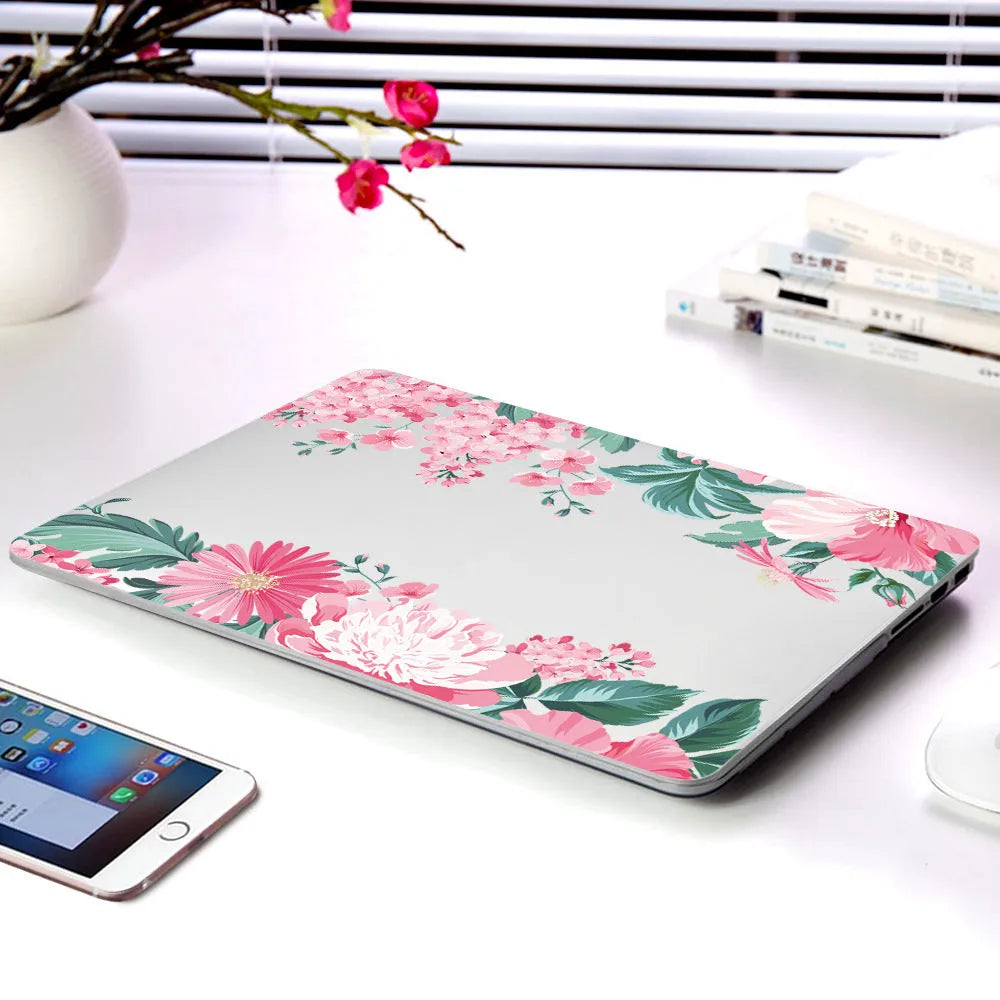 Plastic laptop protective shell with floral design for MacBook 11air and 12retina models