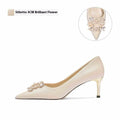French crystal bridal high heels with rhinestone decoration and pointed toe in stiletto or cat heel styles
