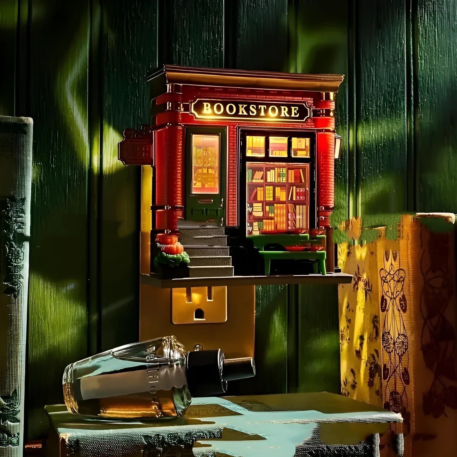 Cartoon house-shaped night light ornament made of resin, a small decorative lamp for Christmas gifts.