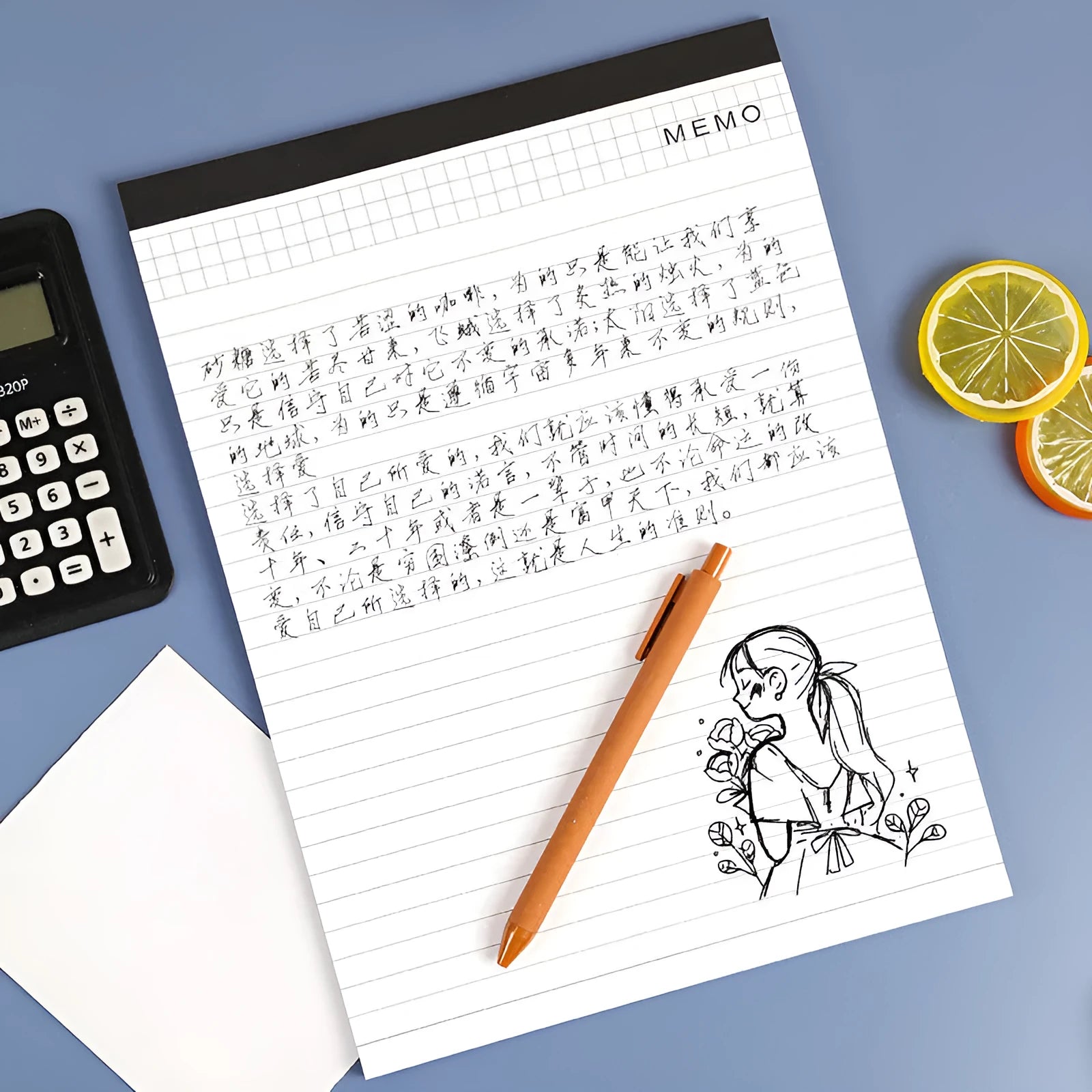 A4 tearable notebook with wireless adhesive binding and grid pattern paper for meeting minutes