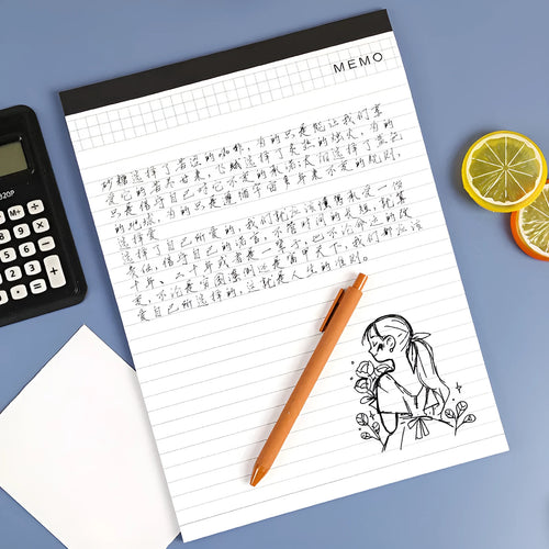 A4 tearable notebook with wireless adhesive binding and grid pattern paper for meeting minutes