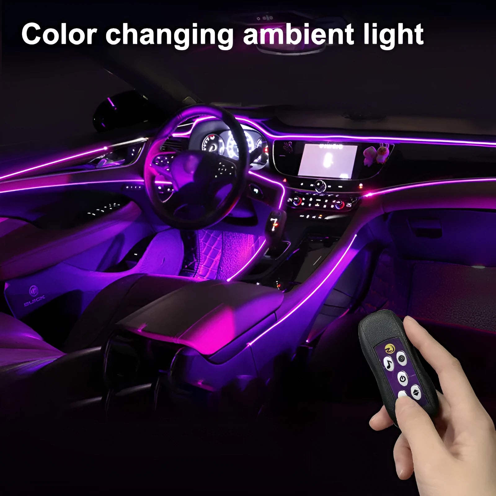 Car LED atmosphere light with USB connection for centre console and instrument panel colour changing illumination