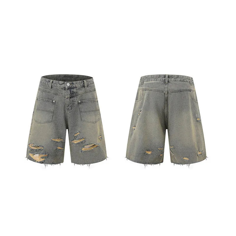 Denim two piece set with short sleeve top and full length trousers in black, blue or yellow mud