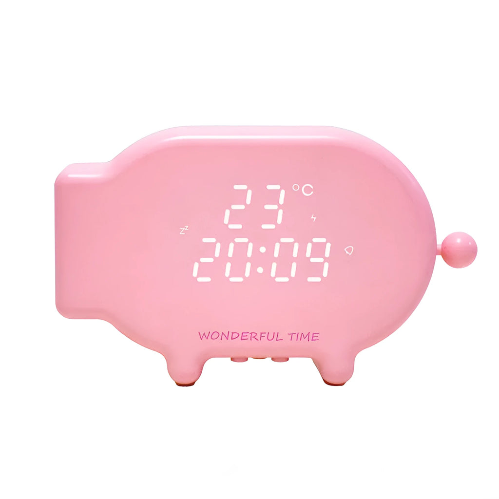 Blue multifunctional alarm clock with LED temperature display and USB charging port