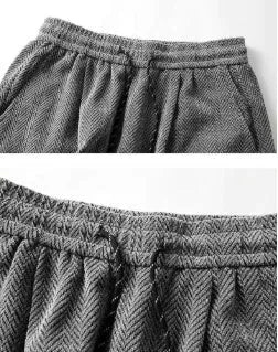 Plus size hollow-out trousers in polyester fleece with elastic waist and straight leg