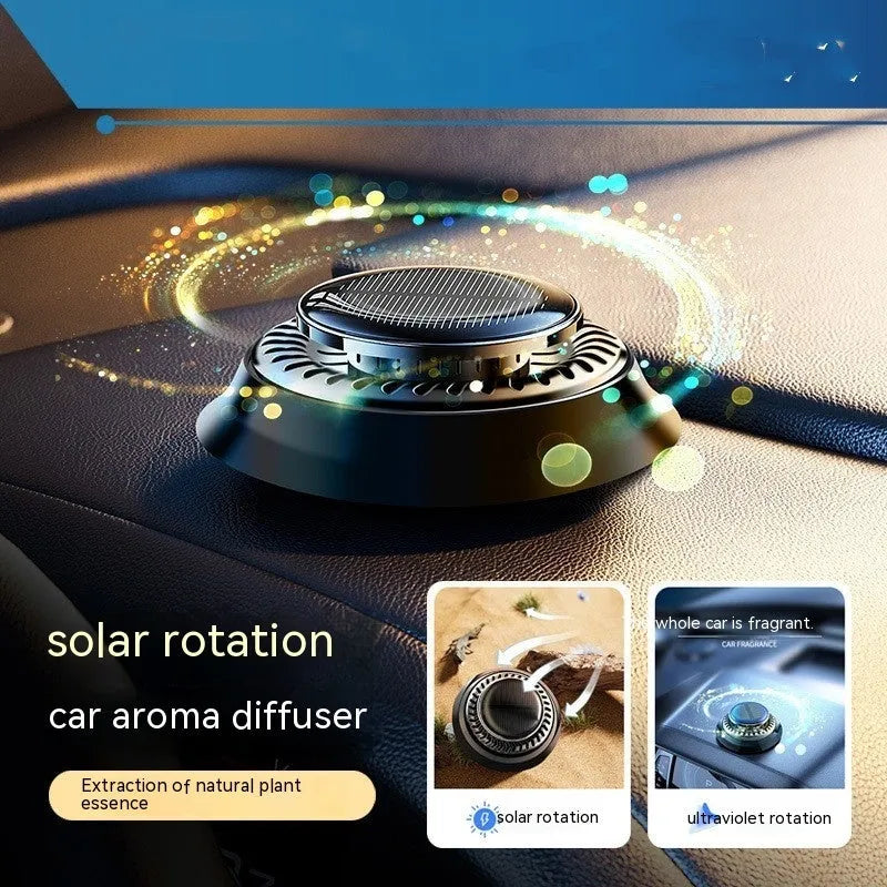Black electromagnetic solar car de-icing device with aromatherapy function measuring 84mm
