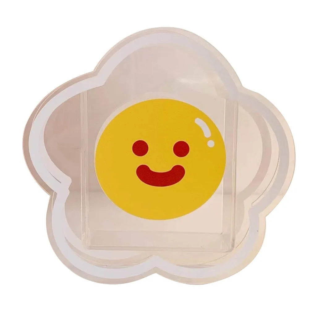 Clear acrylic square storage box with cute animal design showing through transparent sides