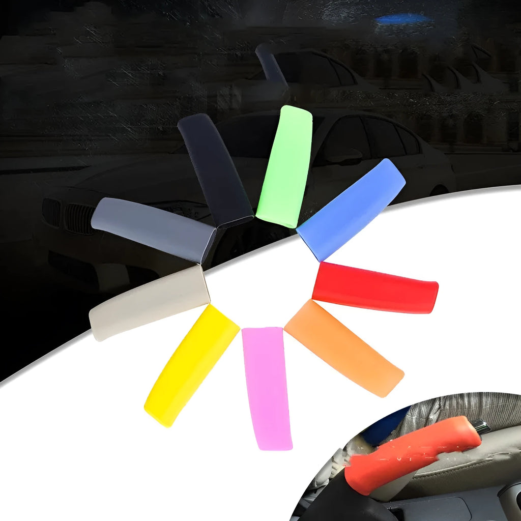 Universal silicone handbrake sleeve for cars in black, gray, beige, red, and blue colours