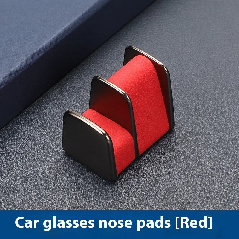 Car dashboard glasses clip nose pad in zinc alloy leather construction