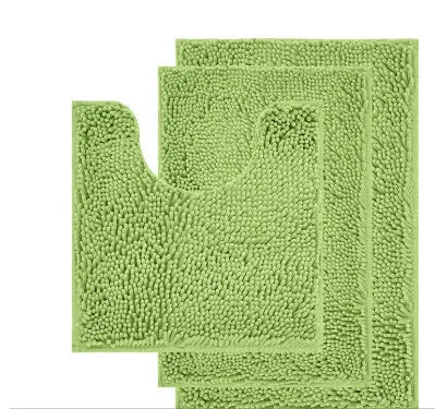 Chenille long hair U-shaped three-piece bathroom toilet carpet set in modern simplicity style
