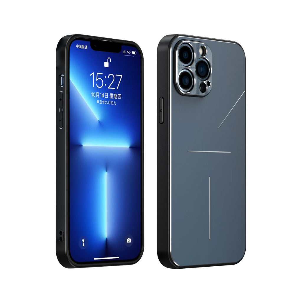 Skin feel metal frosted phone case for iPhone 14, aluminium alloy and TPU, black colour