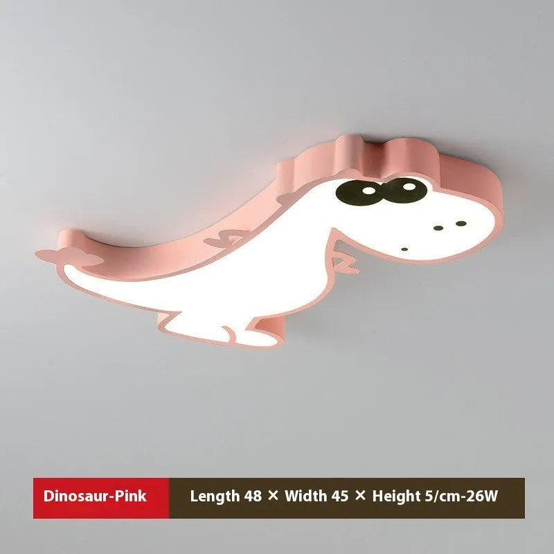 Cartoon dinosaur ceiling light with aluminium body and PVC shade, 48cm diameter