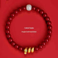 Handmade Chinese style cinnabar bracelet with snake zodiac beads in 6mm or 8mm diameter options