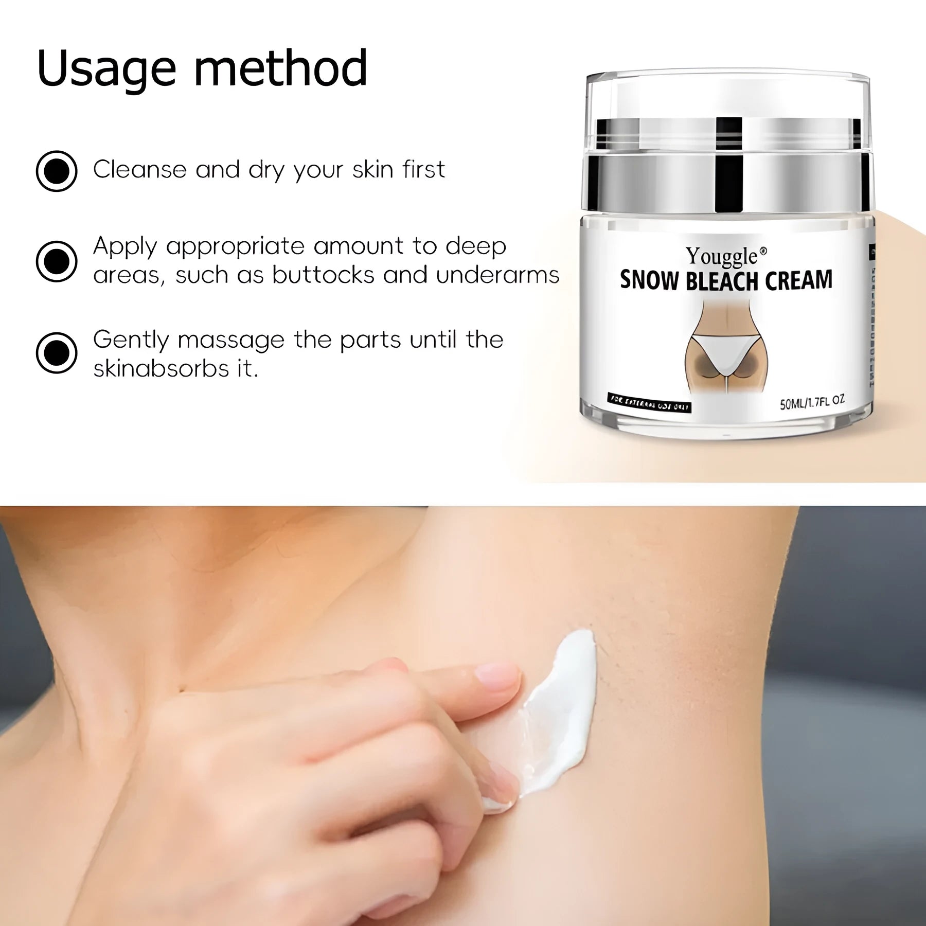 Undream Strong Whitening Body Care Cream 50ml tube for face and body bikini area bleach remover