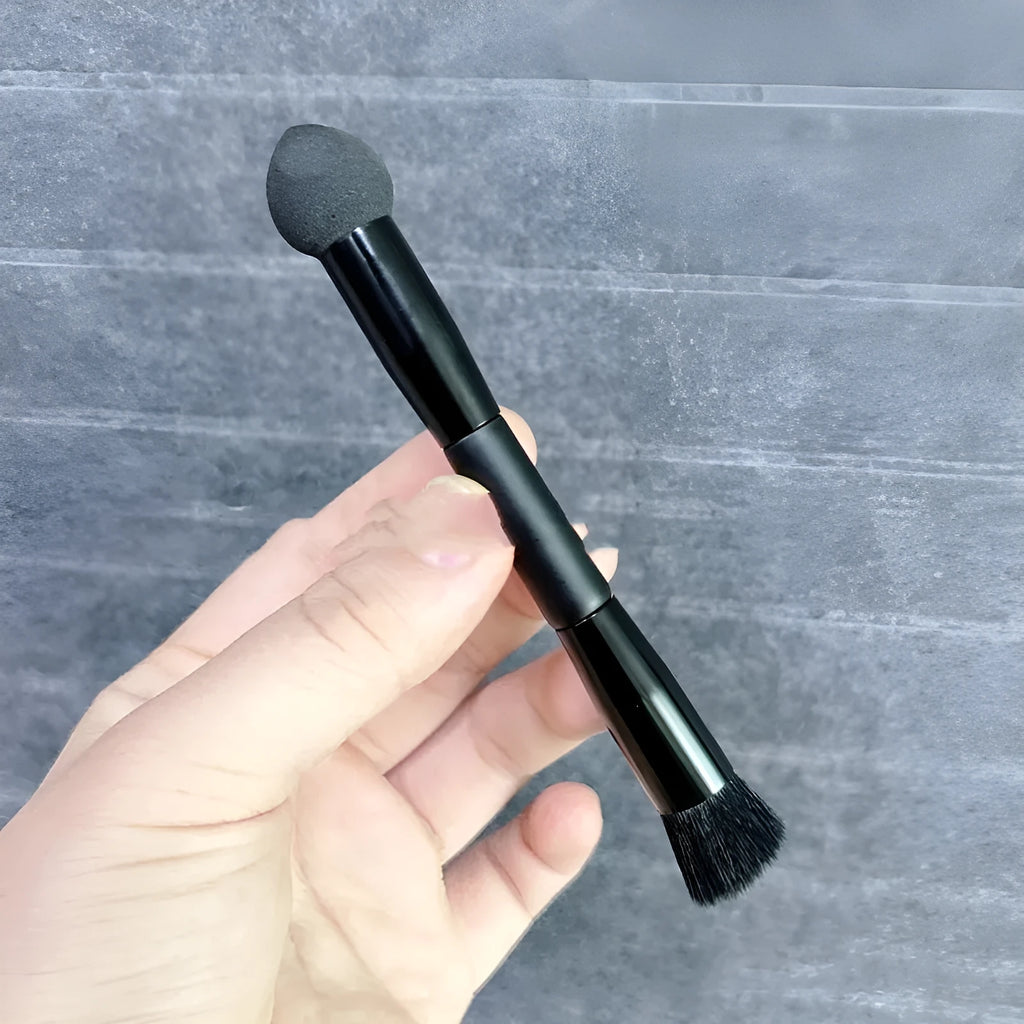Black sponge stick concealer brush with wooden handle for makeup application