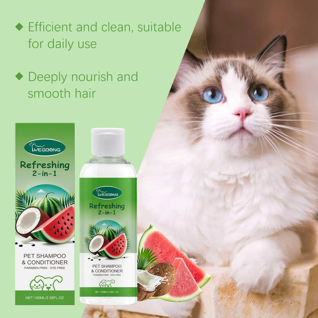 100ml pet 2-in-1 shampoo and shower gel bottle with watermelon and coconut extracts