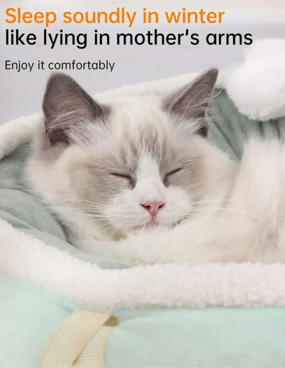 Green chick-shaped cat bed shown both laid flat and hanging as a hammock for small pets.
