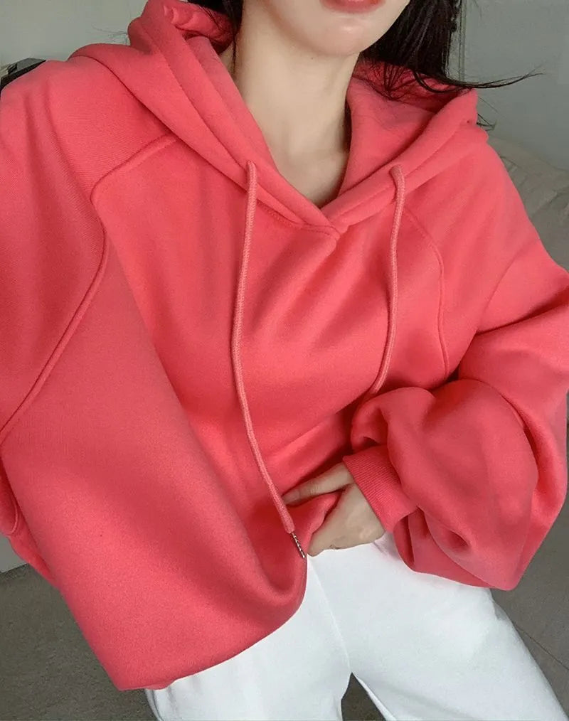 Watermelon red women's hooded sweater made from mulberry silk, sleeveless design with regular sleeves