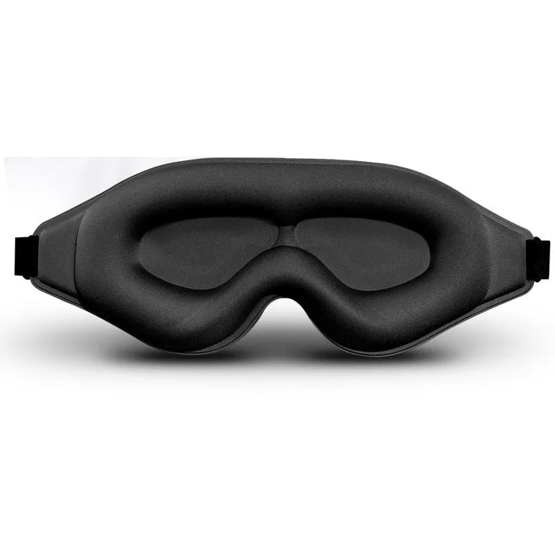 3D shading eye mask in black with polyester memory foam padding and solid colour finish