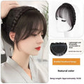 Bangs wig for women artificial twist braid high temperature fibre integrated hair band natural black with sideburns