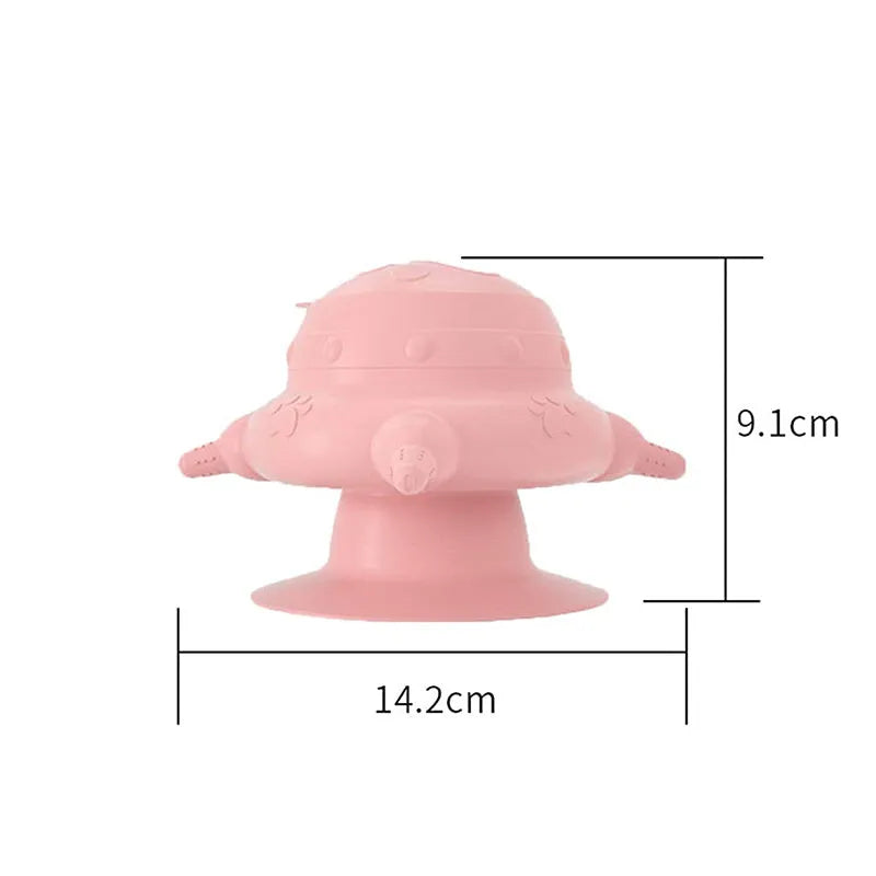 Pink silicone pet nursing device with bionic breast-shaped milk bowl for feeding puppies and kittens