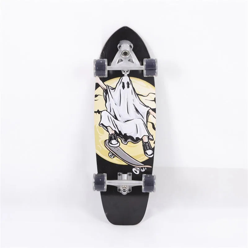 White 31-inch maple street scooter skateboard for urban commuting