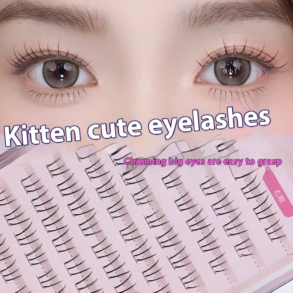 Kitten's paw lower eyelashes with segmented sheer root in natural 4-5-6mm lengths
