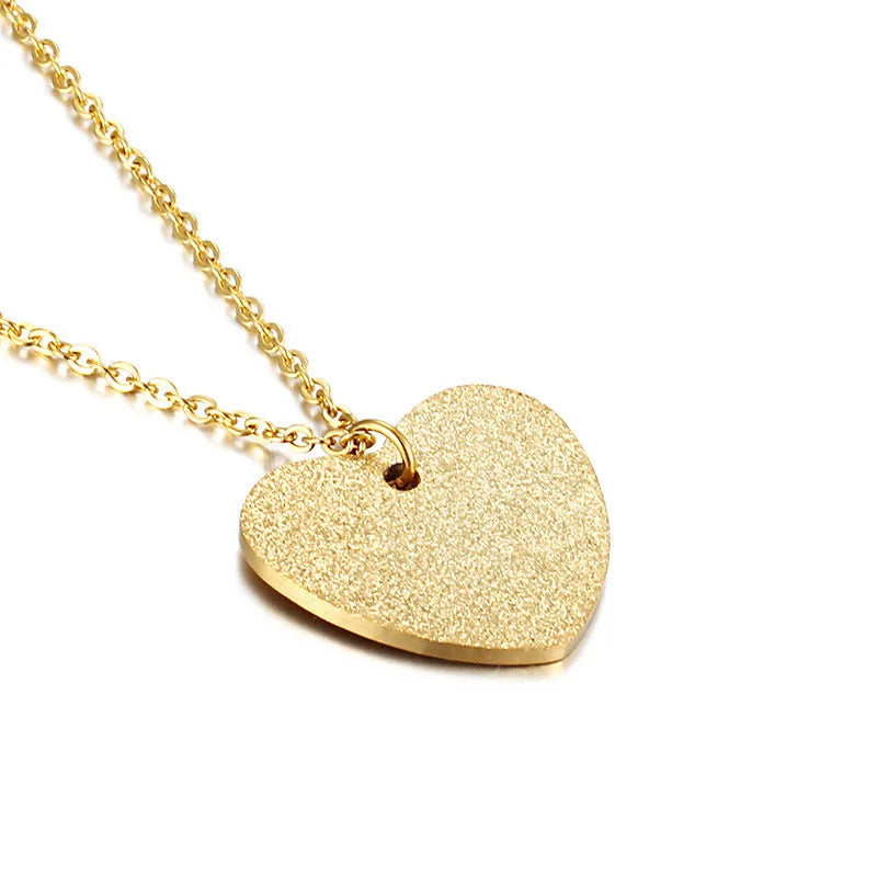 Geometric heart-shaped titanium steel pendant necklace on a 50 cm chain, colour KN25736-Z.