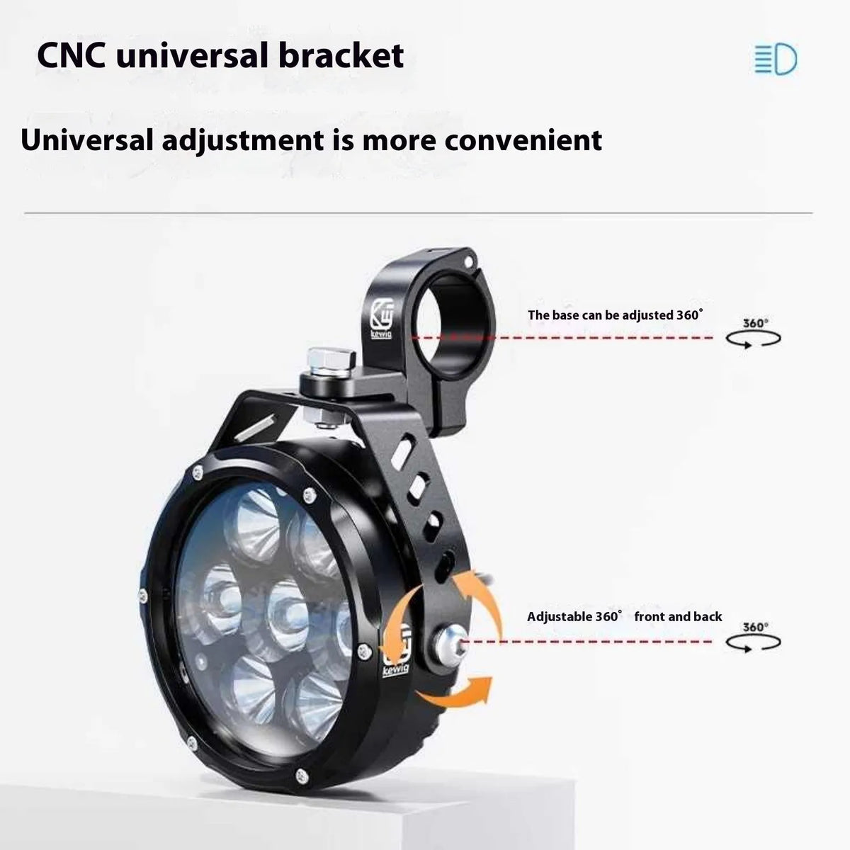 K7 motorcycle spotlight LED headlight with seven beads and wiring harness