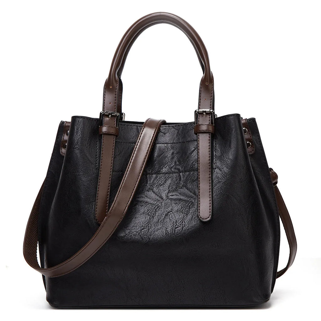 Bright red retro PU handbag with contrast shoulder strap and square vertical shape for women