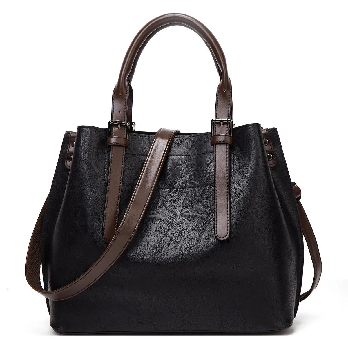 Bright red retro PU handbag with contrast shoulder strap and square vertical shape for women