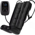 Air compression massage suit with remote control showing leg sleeves in sizes L XL XXL