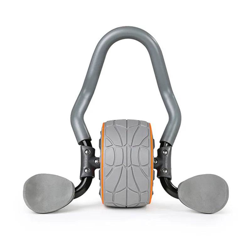 Shadow grey abdominal exercise wheel with stainless steel and TPR construction on a kneeling mat