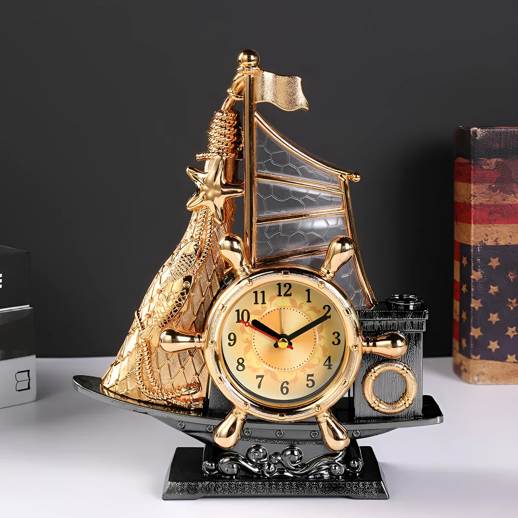 Creative retro plastic alarm clock in gold and silver colours for bedroom decoration