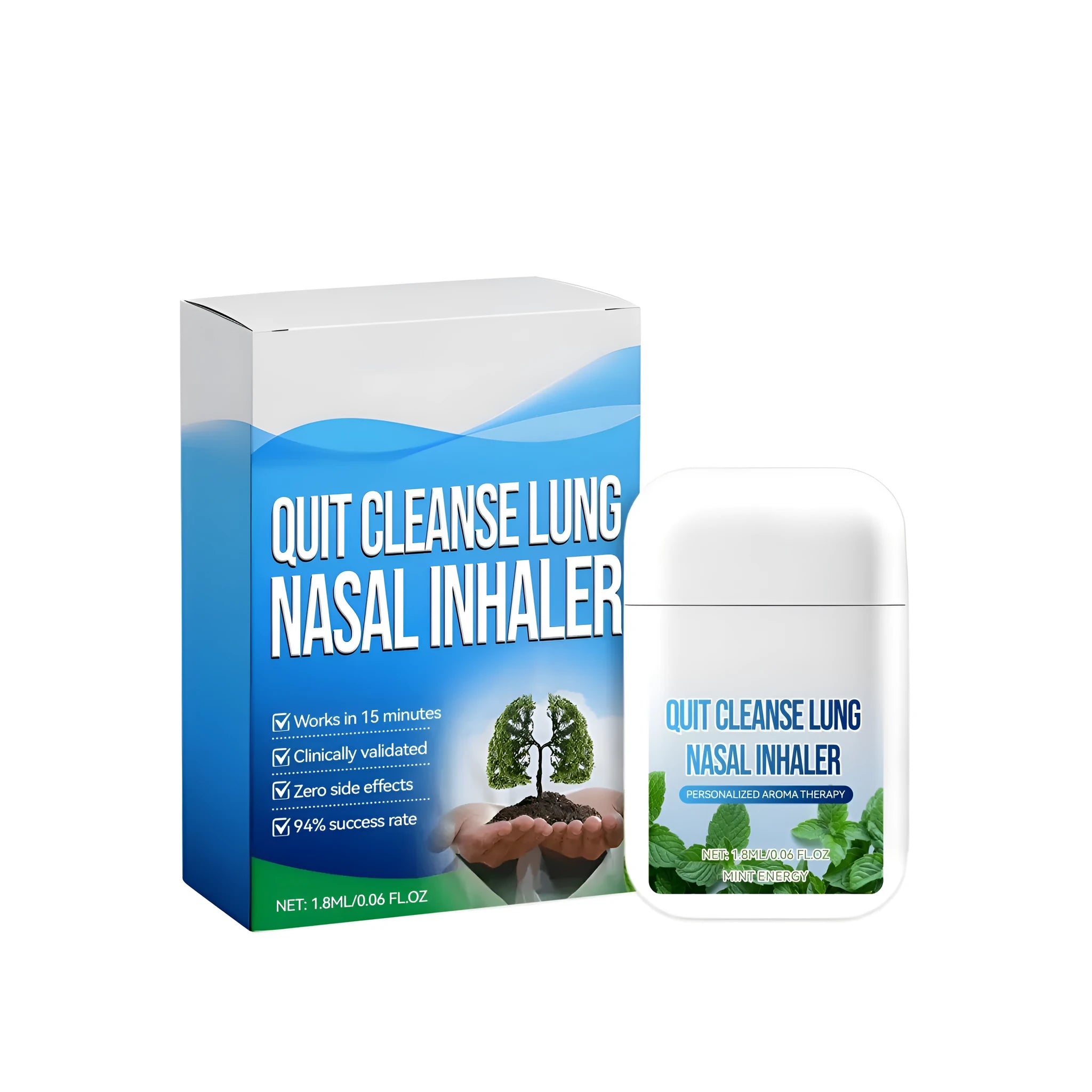 Mint soothing nasal suction device with 1.8ml capacity and herbal ingredients