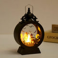 Halloween retro candle portable storm lantern with hook, 9.5x15cm, three light colour options Castle Pumpkin Witch
