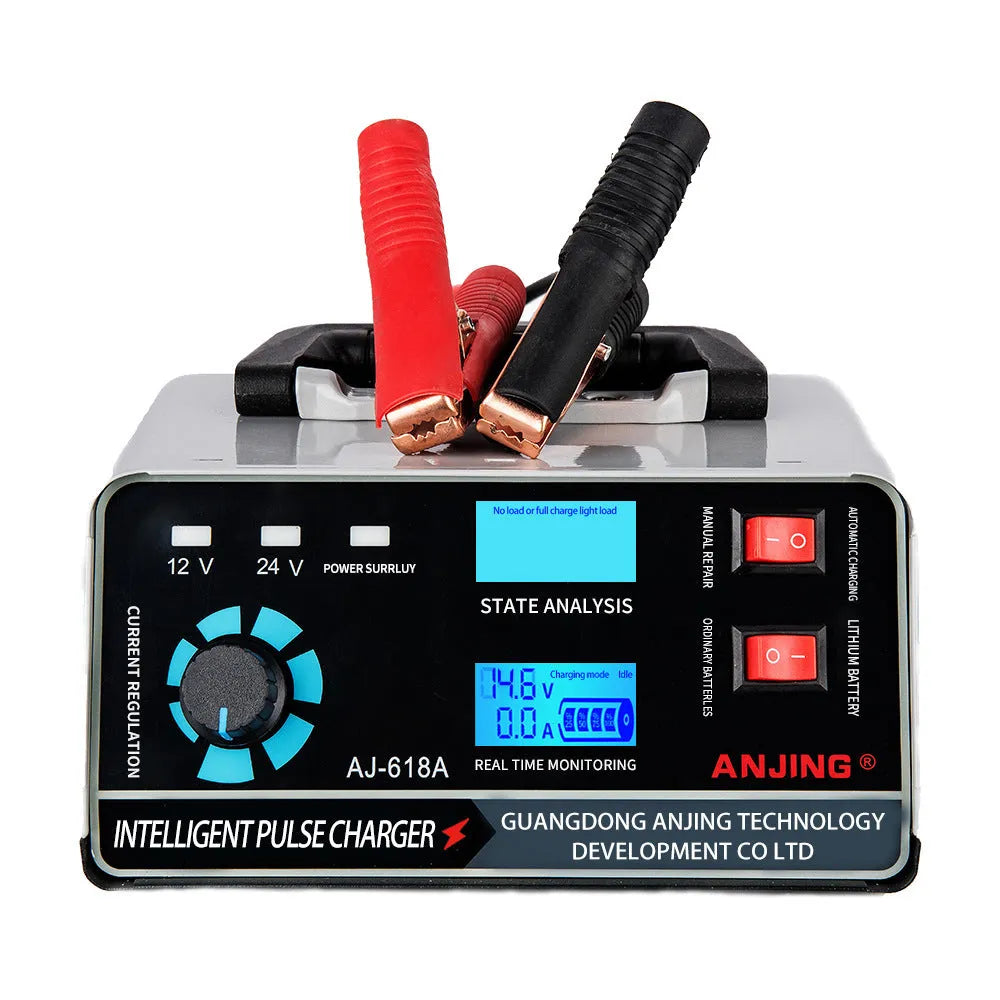 400W automobile battery charger for 12V and 24V lead-acid batteries with pulse repair and multiple protections