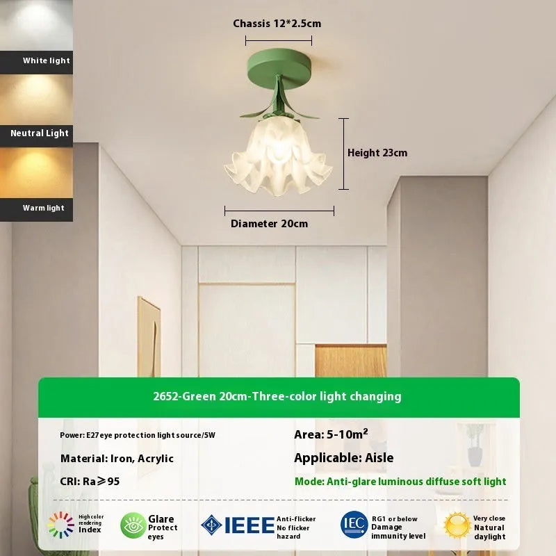 Cream Linglan flower design modern corridor aisle LED light with remote control for dimming.
