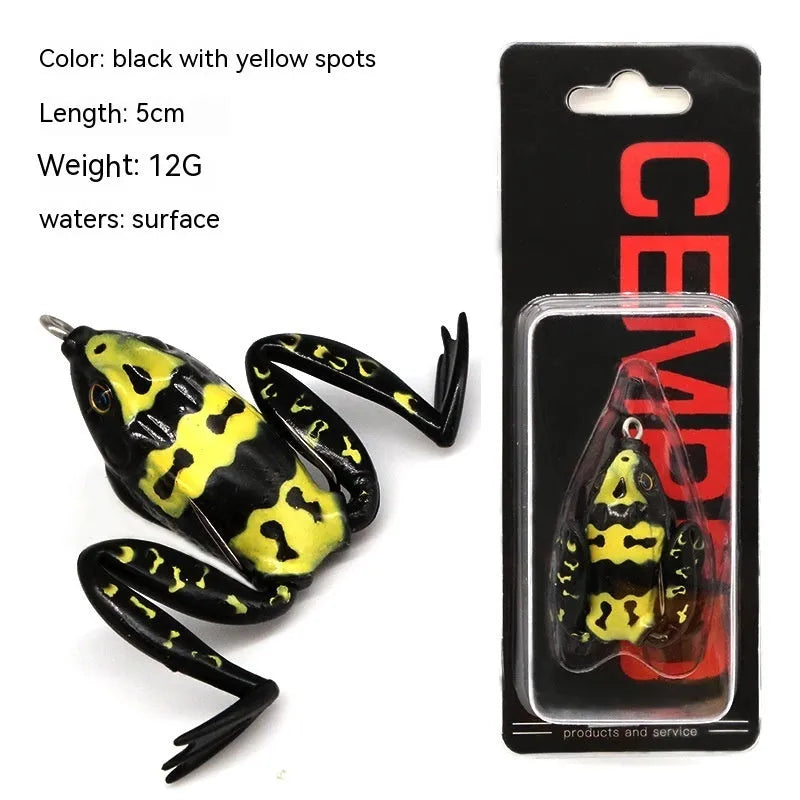 Bionic frog imitation snake head fishing lure with double hooks in grass green colour